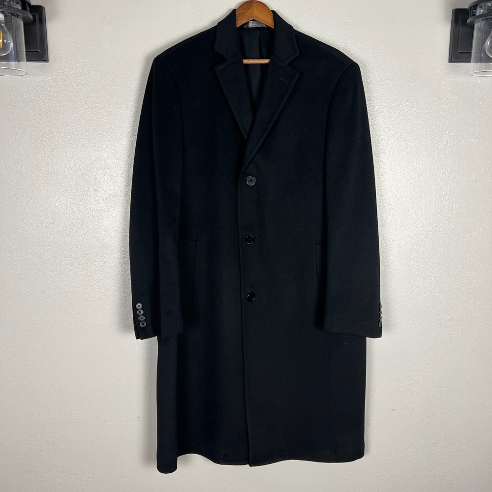 Cardinal Of Canada Overcoat Men 42R Black Wool Cashmere Preppy Business Academia